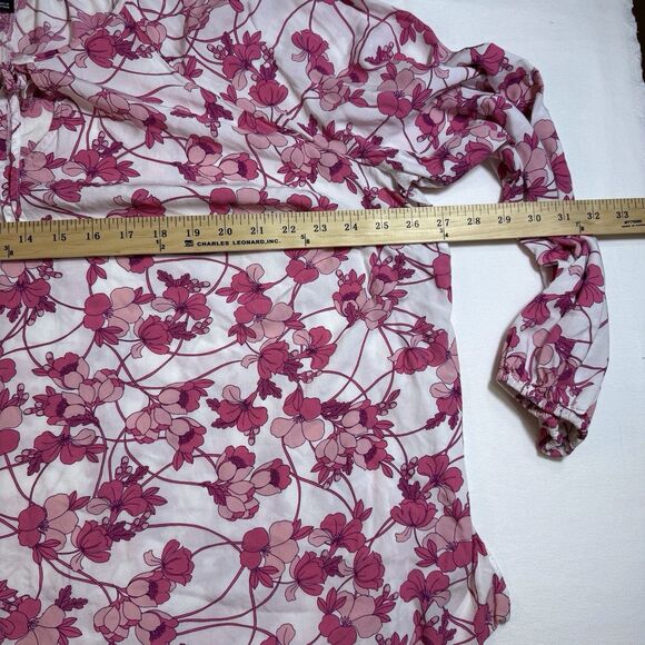 A New Approach Top Womens XL Floral White And Pink Long Sleeve‎ Rayon - Picture 8 of 12